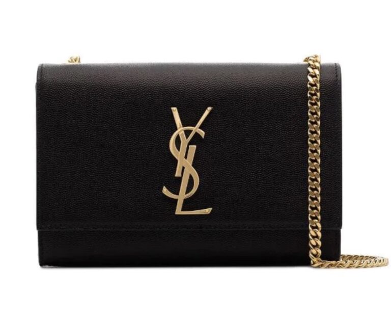 Saint Laurent - YSL Kate Chain Bag in Black Textured Leather