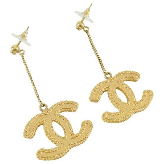 chanel drop gold earrings