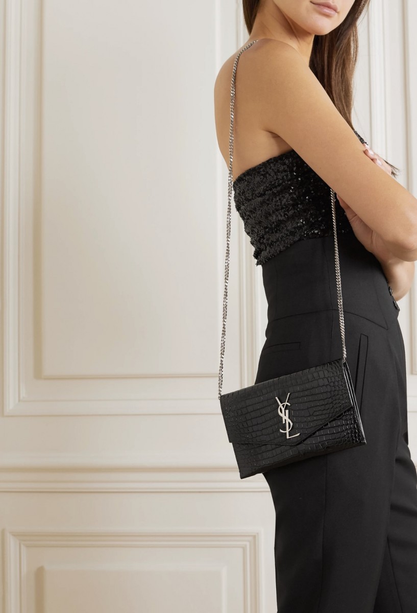 YSL Black Croc Leather Shoulder Bag ~ Weekend Hire $219 - Sydney Handbag  Hire