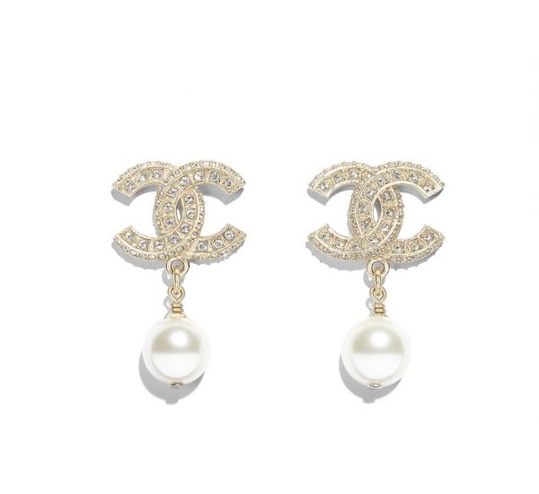 Chanel Gold-tone Crystal Cc Earrings In Metallic Lyst 